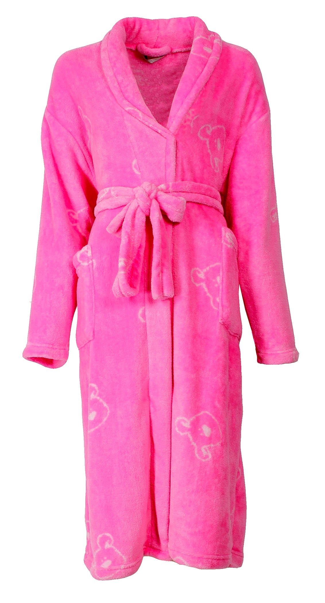 Tenderness Dames Badjas - Fleece - Sjaalkraag - Donker Roze