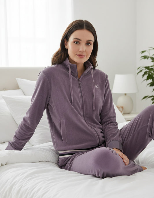 Irresistible Dames Huispak - Lange Mouwen - Velours - Lila