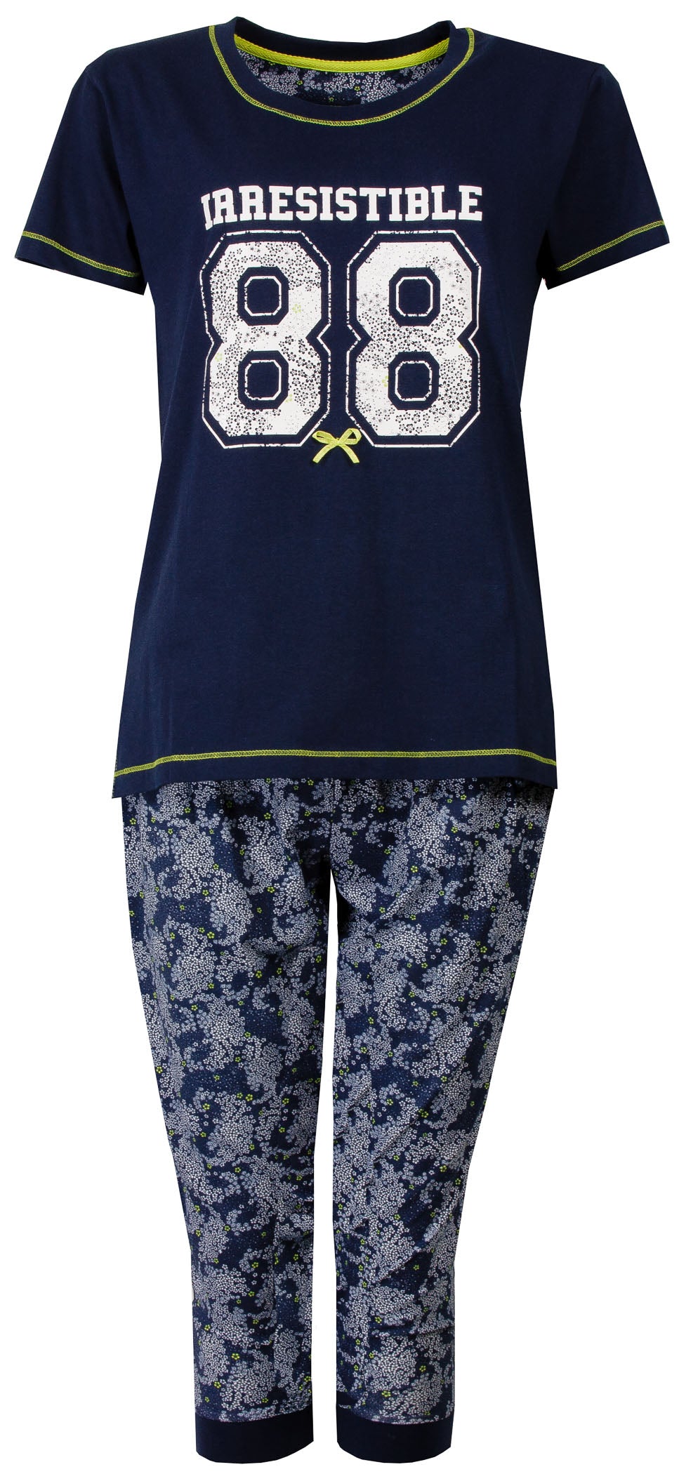 Irresistible Dames Pyjama - 3/4 Broek - Korte Mouwen - Donker blauw