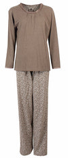 Irresistible Dames Pyjama - Katoen - Lange Mouwen - Bruin