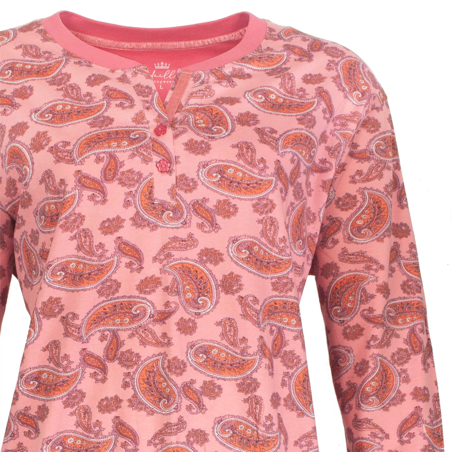 Medaillon Dames Pyjama Set - Paisley print - Katoen - Roze