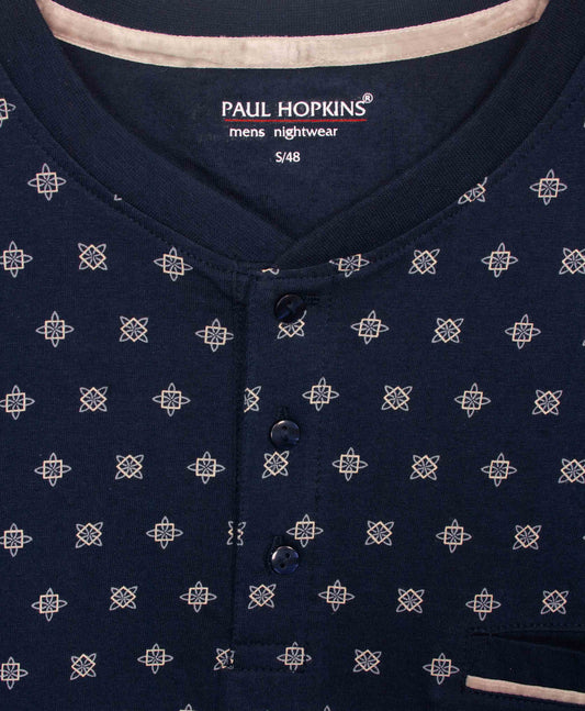 Paul Hopkins Heren Shortama - Pyjama Set - Polohals - Donker Blauw
