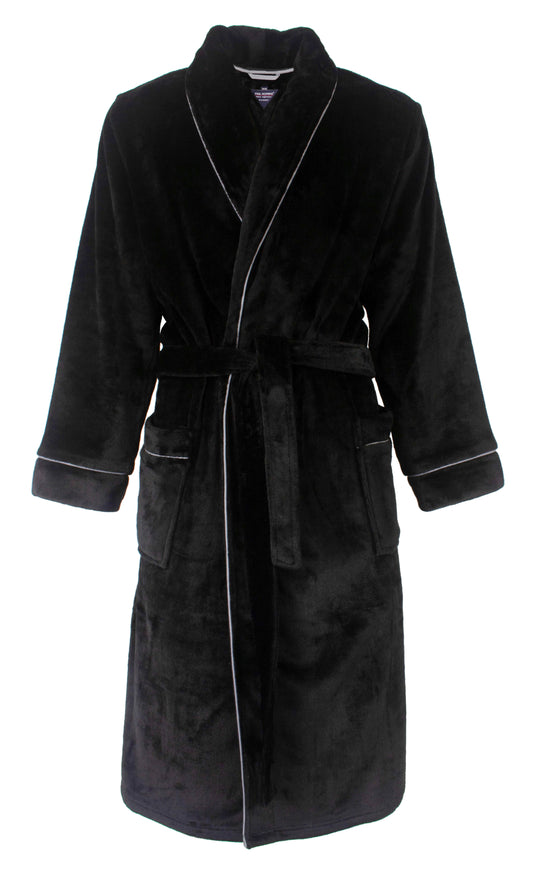 Paul Hopkins Heren Badjas - Fleece - Zwart