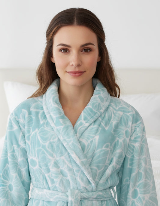 Tenderness Dames Badjas - Fleece - Aqua