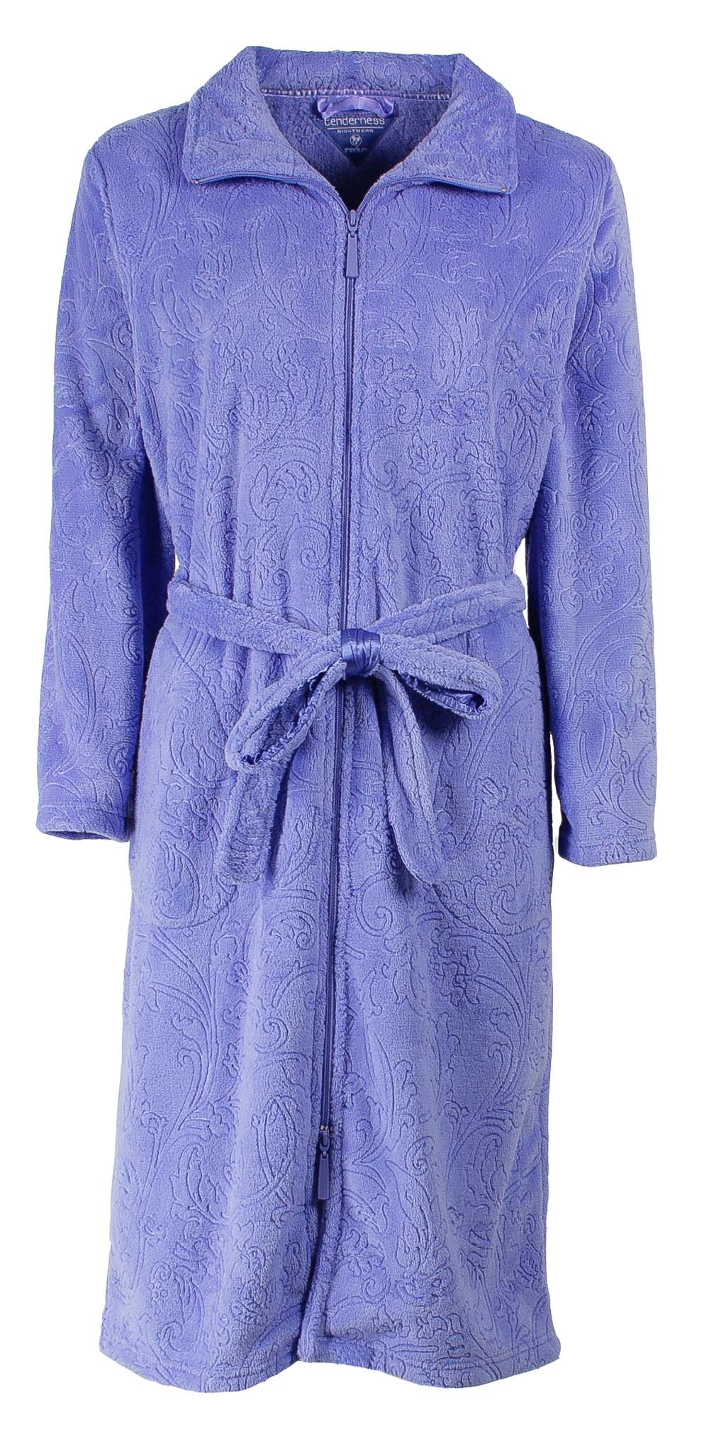 Tenderness Dames Badjas - Fleece - Rits - Blue