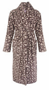 Irresisitible Dames Ochtendjas - Fleece - Panterprint Bruin