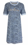Irresistible Dames Nachthemd - Panter print - Katoen - Blauw