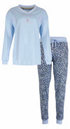 IRPYD1302B Irresistible Dames Pyjama – Blauwe panter print - 100% Gekamde Katoen.