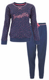 Irresistible Dames Pyjama - Katoen - Roze Stippen - Donker Blauw