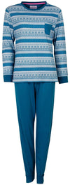 Irresistible Dames Pyjama - Winterse Print - Gestreept - Groen/Blauw