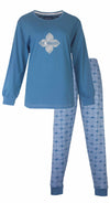 Irresistible Dames Pyjama - Met Boorden - Katoen - Ocean Blue