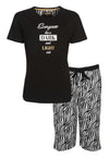 Irresistible Dames Pyjama - 3/4 broek - Ronde hals - Zwart
