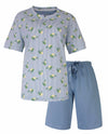 Irresistible Dames Shortama - Ananas Print - Satijnen strik - Blauw