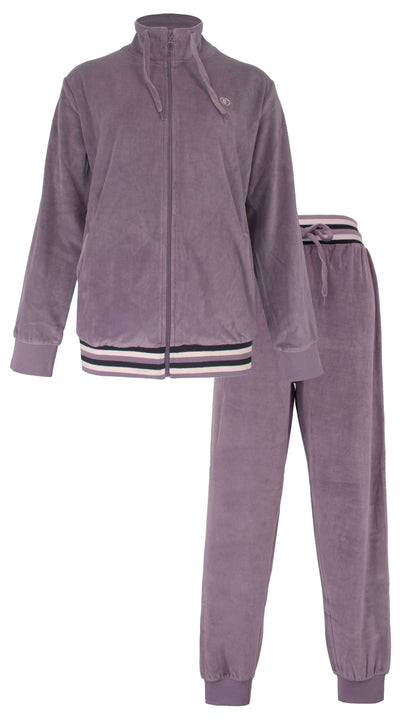 Irresistible dames Velours Huispak - Lange Mouwen - Lila