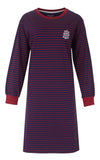 Irresistible Dames Nachthemd - Lange Mouwen - Gestreept - Blauw/Rood