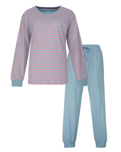 Irresistible Dames Pyjama - Gestreept - Lange Mouwen - Licht Blauw