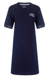 Medaillon Dames Nachthemd - Kantafwerking - Donker Blauw