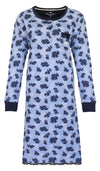 Medaillon Dames Nachthemd - Katoen - Lange Mouwen - Blauw