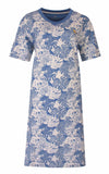 Medaillon Dames Nachthemd - Blader dessin - Katoen - Licht Blauw