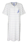 Medaillon Dames Nachthemd - Polo Sluiting - Licht Blauw