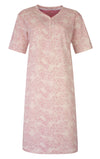 Medaillon Dames Nachthemd - Bloemenprint - Knoopjes - Roze
