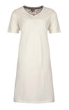 Medaillon Dames Nachthemd - 100% Gekamde Katoen - Wit