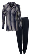 Medaillon Dames Pyjama - Doorknoop - Donker Blauw