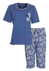 Medaillon Dames Pyjama - Korte Mouwen - 100% Katoen - Blauw