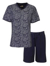 Medaillon Dames Shortama - Pyjama Set - Blauw
