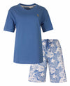 Medaillon Dames Shortama - Pyjama Set - Katoen - Licht Blauw
