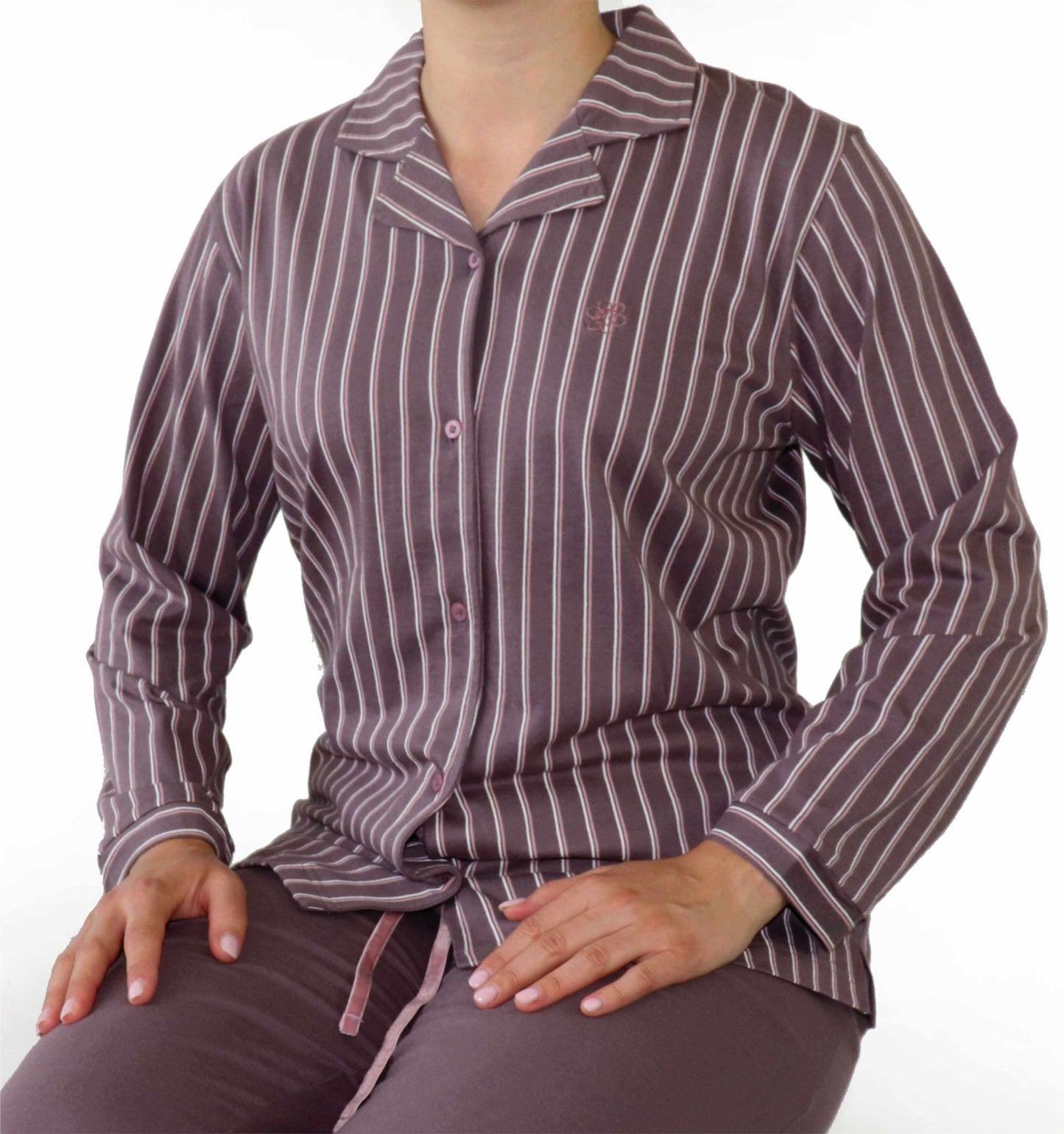 Medaillon dames - Doorknoop Pyjama - Lange - Bruin - afbeelding 5