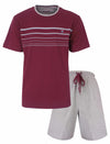 MEQ Heren Shortama - Pyjama Set - Ronde Hals - Rood