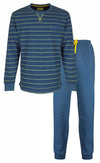 MEQ Heren Pyjama - Nachtkleding - Gestreept Dessin - Blauw