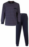 MEQ Heren Pyjama - Gestreept Dessin - Ronde Hals - Blauw