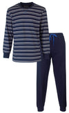 MEQ Heren Pyjama - Gestreept Dessin - Borstzakje - Blauw