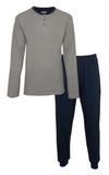 MEQ Heren Pyjama - Effen dessin - Polo Sluiting - Lichtgrijs