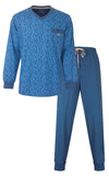 MEQ Heren Pyjama - Paisley Print - Lange Mouwen - Blauw