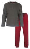 MEQ Heren Pyjama - Polo Sluiting - 100% Katoen - Rood