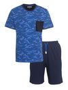 MEQ Heren Shortama - Pyjama Set - Korte mouwen - Blauw