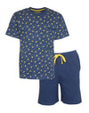 MEQ Heren Shortama - Pyjama Set - 100% Katoen - Korte mouwen - Blauw