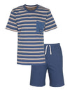 MEQ Heren Shortama - Pyjama Set - Korte mouw - Katoen - Blauw