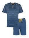 MEQ Heren Shortama - Pyjama Set - Katoen - Korte mouw - Blauw