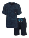 MEQ Heren Shortama - Pyjama Set - Korte mouwen - 100% Katoen - Blauw