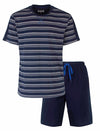 MEQ Heren Shortama - Pyjama Set - Ronde Hals - Donker Blauw