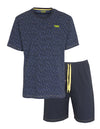MEQ Heren Shortama - Pyjama Set - Ronde Hals - Blauw