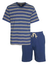 MEQ Heren Shortama - Streepdessin - Pyjama Set - Blauw