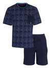 MEQ Heren Shortama - Pyjama Set - Met Zijzakken - Blauw