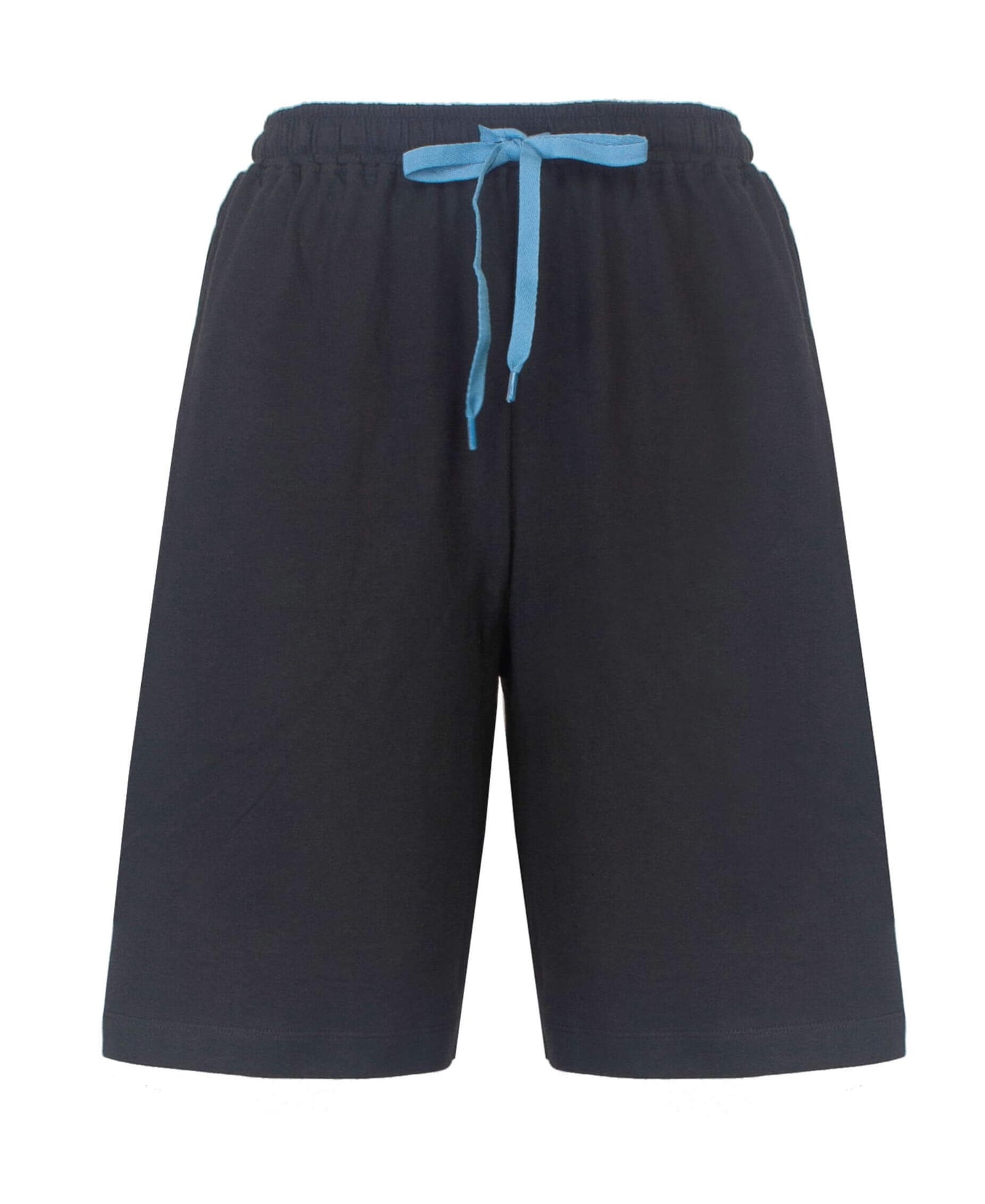 Grijze korte broek met elastische tailleband en blauw trekkoord voor heren pyjama shortama