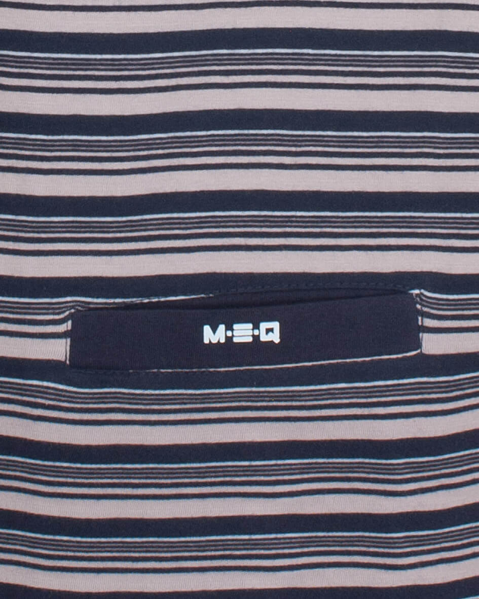 MEQ Heren Pyjama - Gestreept - Ronde Hals - Donker Blauw - afbeelding 6