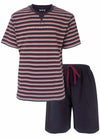 MEQ Heren Shortama Set - Korte Mouwen - Gestreept - Grijs